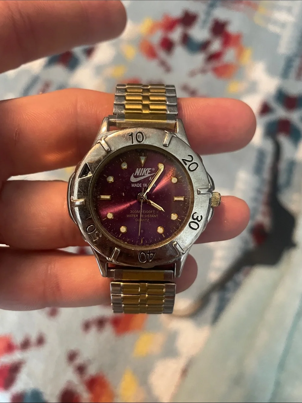 Nike Two-Tone Wristwatch with Purple Dial